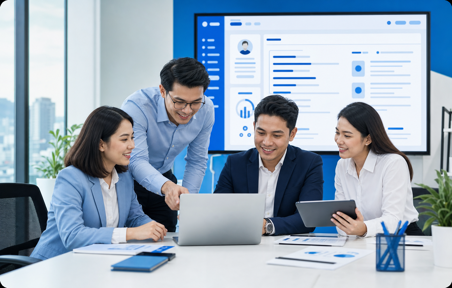 HR team reviewing employee information